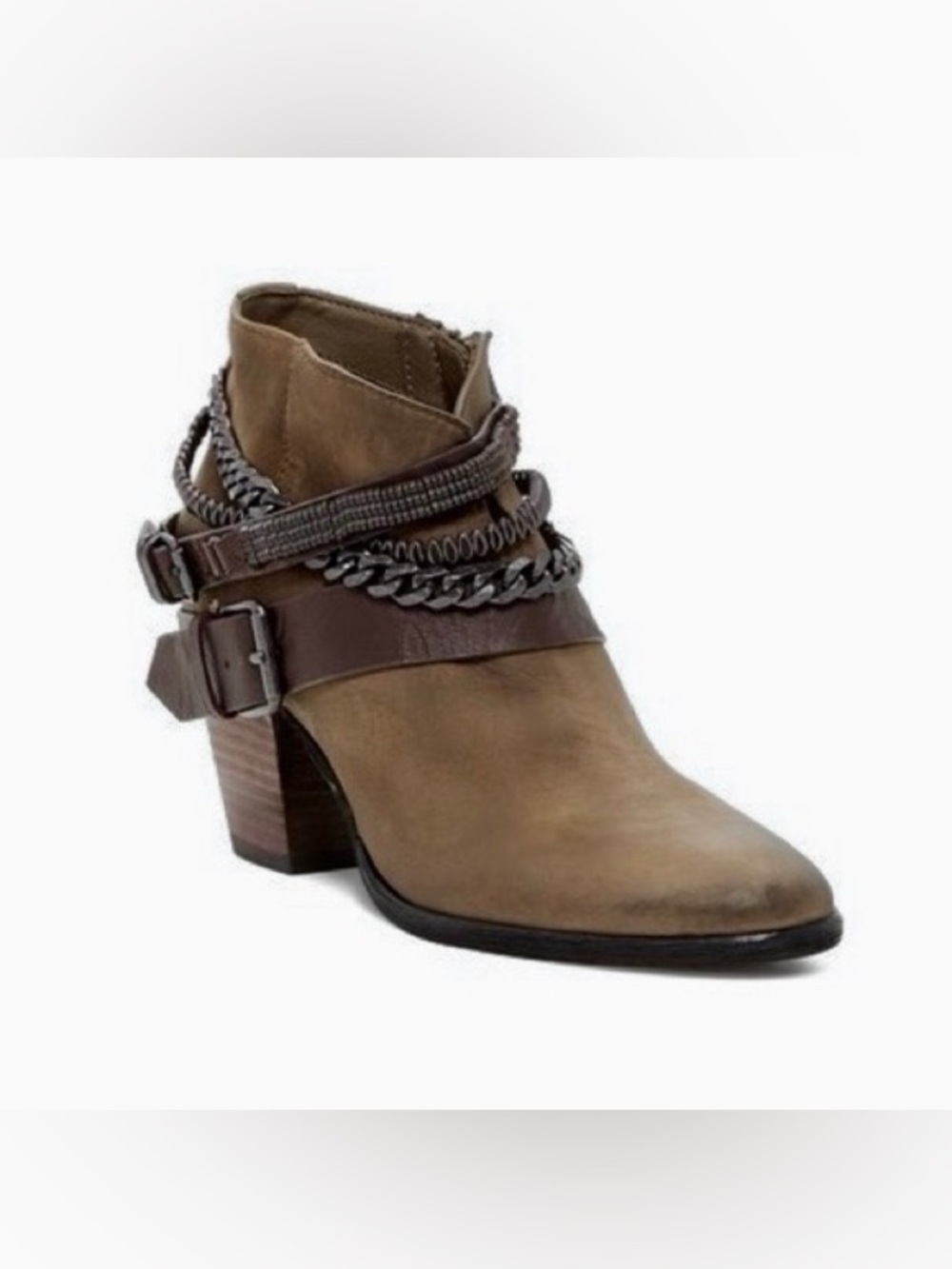 Dolce Vita Moss & Brown Leather Buckle Ankle Bootie